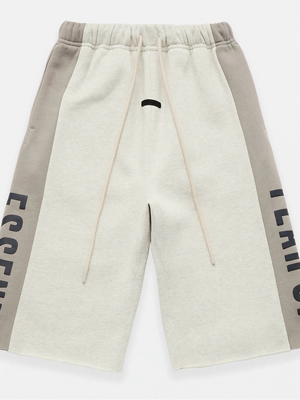 Fear of God Men's Cream Cropped Athletic Shorts with Gray Side Panels - Picture 2 of 9